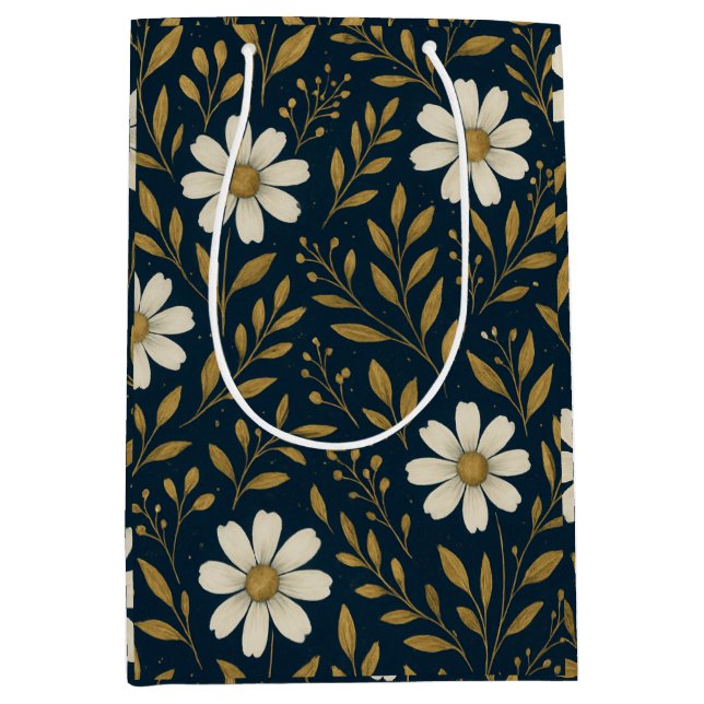 Moyen Sac cadeau Frost & Gold Daisies (Devant)