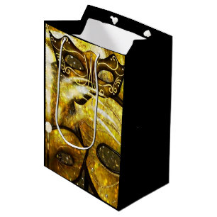 Moyen Sac cadeau Golden Mardi Gras Masques