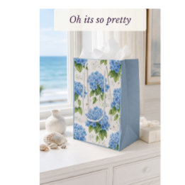 Moyen Sac Cadeau Hortensia Bleu | Mariage & Shower de Ma