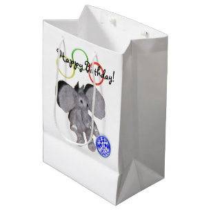 Moyen Sac cadeau - Joyeux éléphant d'anniversaire