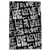 Sac cadeau Love Graffiti - noir et blanc