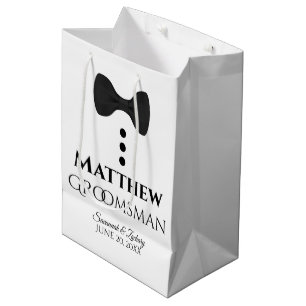 Moyen Sac cadeau Mariage Groomsman avec Cravate noire