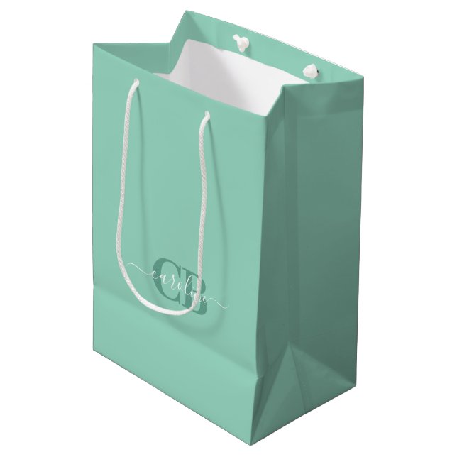 Moyen Sac cadeau Monogram Turquoise souple (Devant Angle)