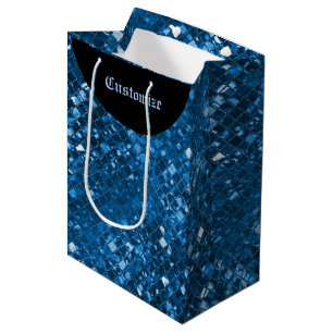Moyen Sac cadeau Motif en mosaïque bleue étincelante