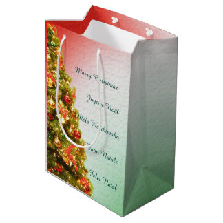 Moyen Sac cadeau multilingue de Noël