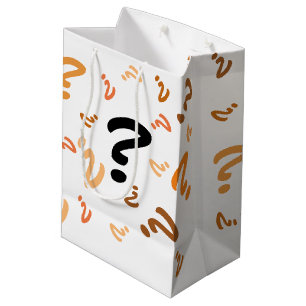 Moyen Sac cadeau - Orange Points d'interrogation