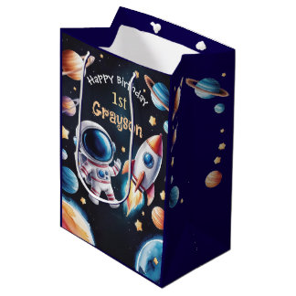 Moyen Sac cadeau personnalisé 1er anniversaire Space The