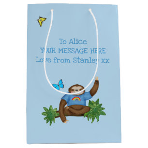 Moyen Sac cadeau personnalisé Stanley Sloth bleu