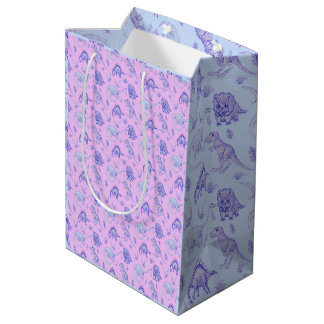 Moyen Sac cadeau pour dinosaures rose, Lilac, bleu et vi