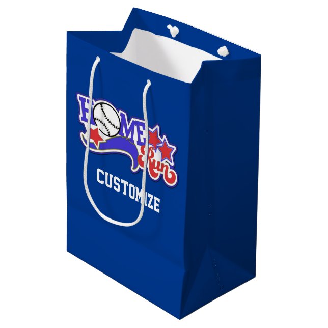Moyen Sac cadeau Red White & Blue Home Run Baseball (Devant Angle)