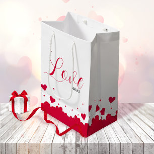 Moyen Sac cadeau Romance Red Hearts