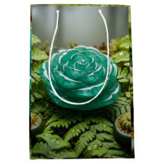 Moyen sac cadeau rose vert émeraude