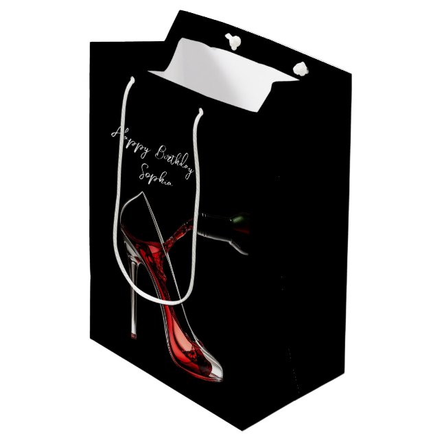 Moyen Sac cadeau Stiletto et vin (Devant Angle)