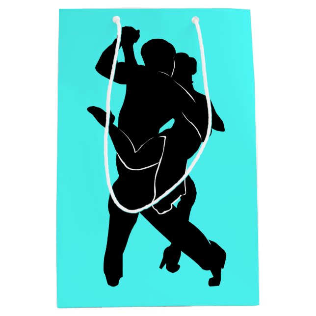 Moyen Sac cadeau turquoise avec danseurs de tango Choisi (Devant)