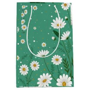 Moyen Sac cadeau vert sauge botanique Wild Daisy