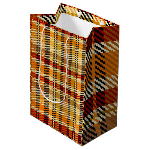 Moyen Sac de cadeau à carreaux tons de terre