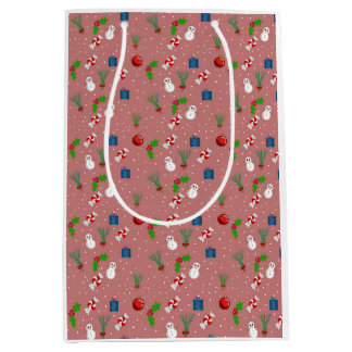 Moyen Sac de cadeau à motif de Noël mignon | Bonhommes d