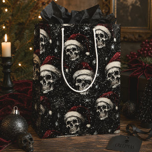Moyen Sac de cadeau Creepmas crânes de Noël gothique