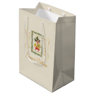 Moyen Sac de cadeau de crème irlandaise de Noël élégant 