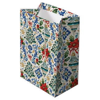 Moyen Sac de cadeau de Noël en majolique italienne