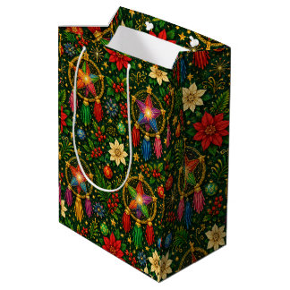 Moyen Sac de cadeau de Noël Lanterne Étoilée Tons de Joa