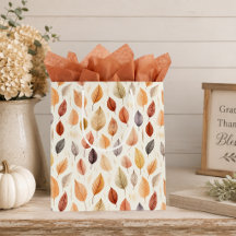 Sac de cadeau Feuilles d'automne en brun rouille,