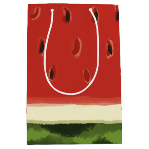 Moyen Sac en cadeau pastillé à l'aquarelle rouge vif de 