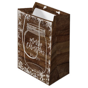 Moyen Sac rustique de cadeau de Noël de pot de maçon