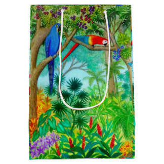 Moyen Sac tropical de cadeau de jungle de perroquet