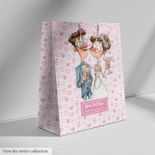 Moyen Sacoche cadeau de mariée amusante sac de dessin or