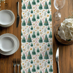 Moyen Sapins de Noël Tendance Dessin de chemin de table