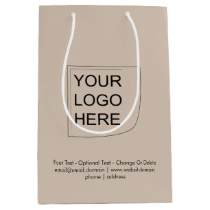 Moyen Tendance Couleur - Sac Cadeau Logo Taupe Douce Moy