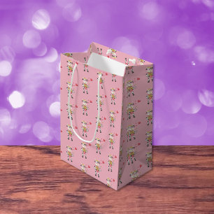 Moyen Vache mignonne en amour sac cadeau de la Saint Val