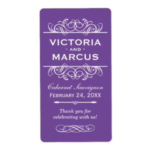 Moyenne Purple Mariage Vin Bouteille Monogramme Fa
