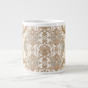 Mozaik Gold Beigi Soft Green Pattern, Large Coffee Mug