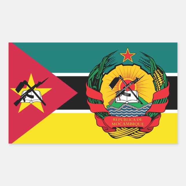 Mozambican Flag & Emblem, Flag of Mozambique Sticker (Front)