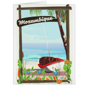 Mozambique Fishing boat cartoon vacation poster