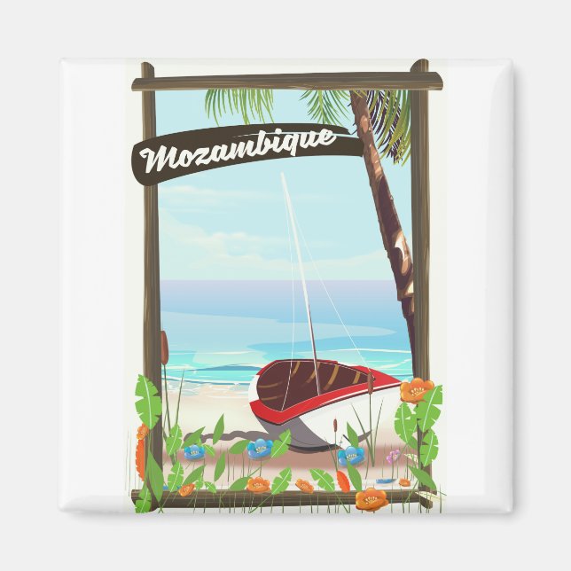 Mozambique Fishing boat cartoon vacation poster Magnet (Front)