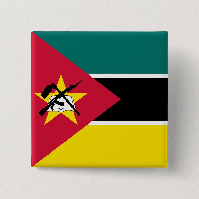 Mozambique Flag 2 Inch Square Button (Front)