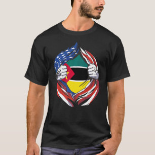 Mozambique Flag American Proud of My Mozambican He T-Shirt