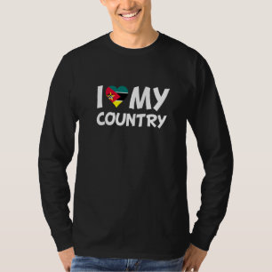 Mozambique Flag Heart I Love My Country Africa T-Shirt