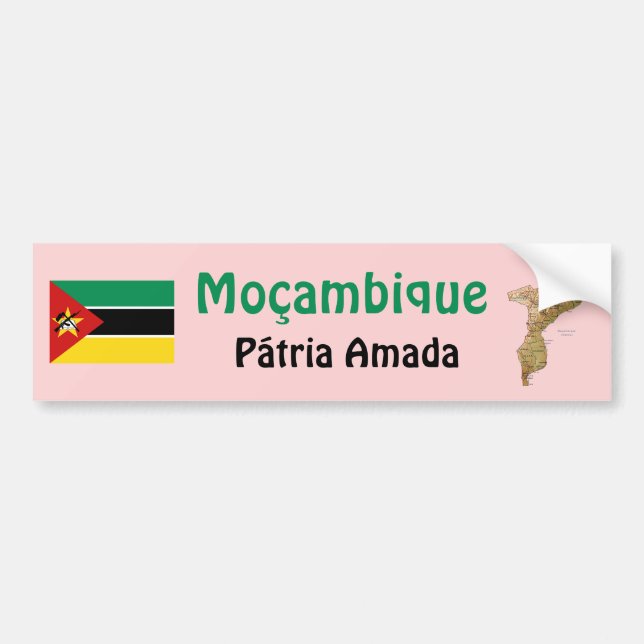 Mozambique Flag + Map Bumper Sticker (Front)