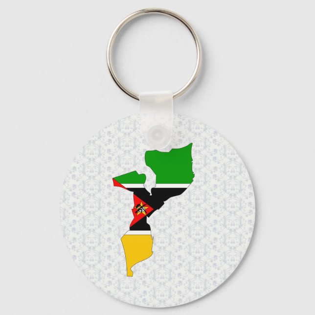 Mozambique Flag Map full size Keychain (Front)