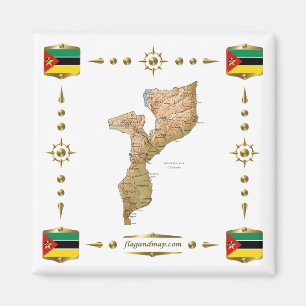 Mozambique Map + Flags Magnet