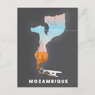 Mozambique map postcard