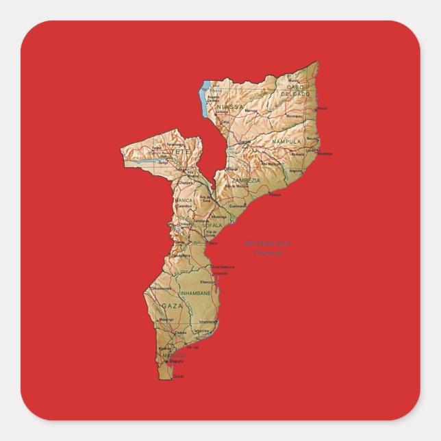 Mozambique Map Sticker (Front)