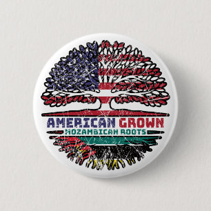 Mozambique Mozambican American USA Tree Roots Flag 2 Inch Round Button