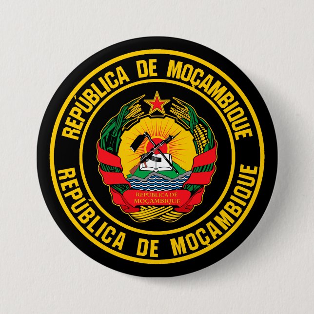 Mozambique Round Emblem 3 Inch Round Button (Front)