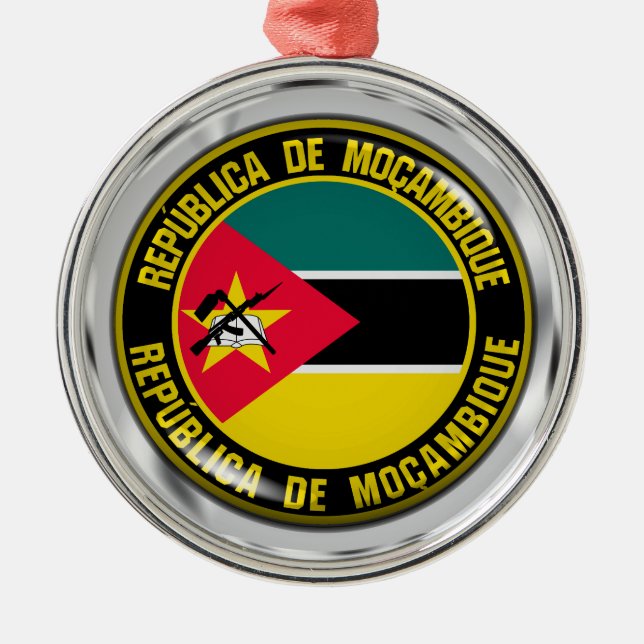 Mozambique Round Emblem Metal Ornament (Front)