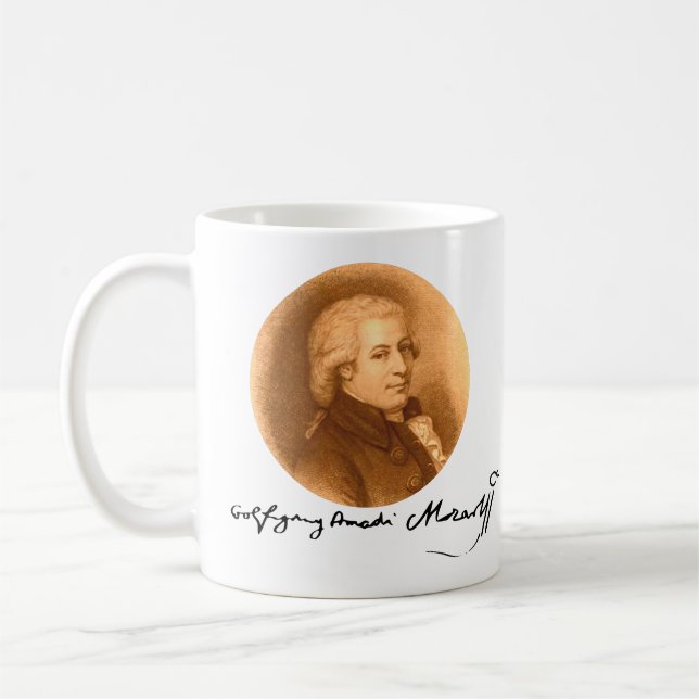 Mozart Composer Portrait Elegant Classical Music Coffee Mug (Left)